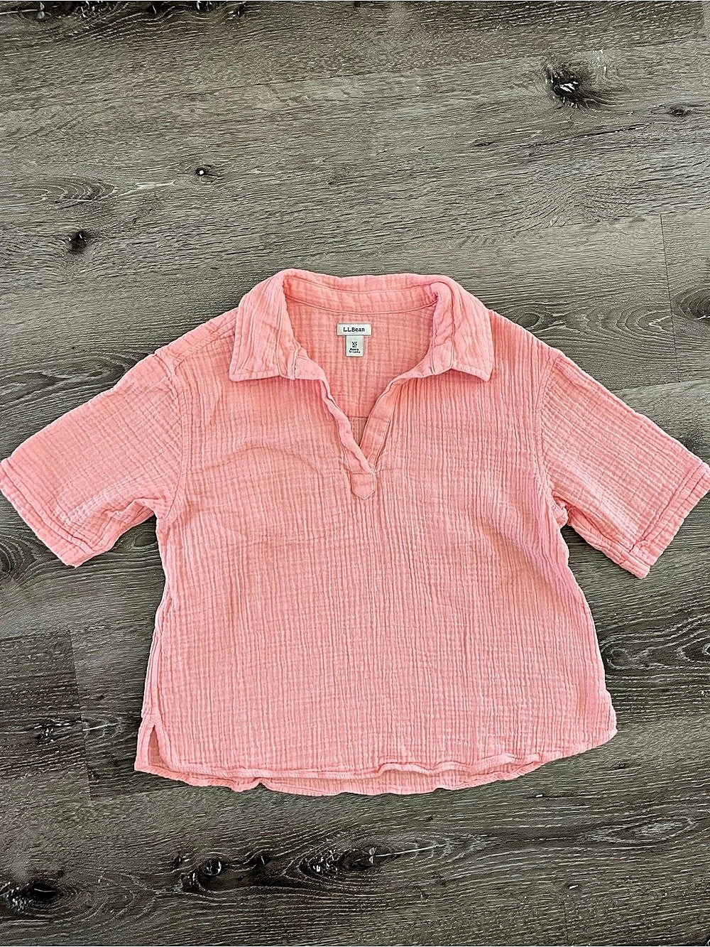 L.L.Bean Cloud Gauze Short Sleeve Shirt soft Pink XS preppy